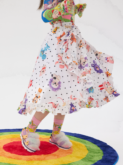 White Polka Dot Lace Cotton Skirt【s0000016195】