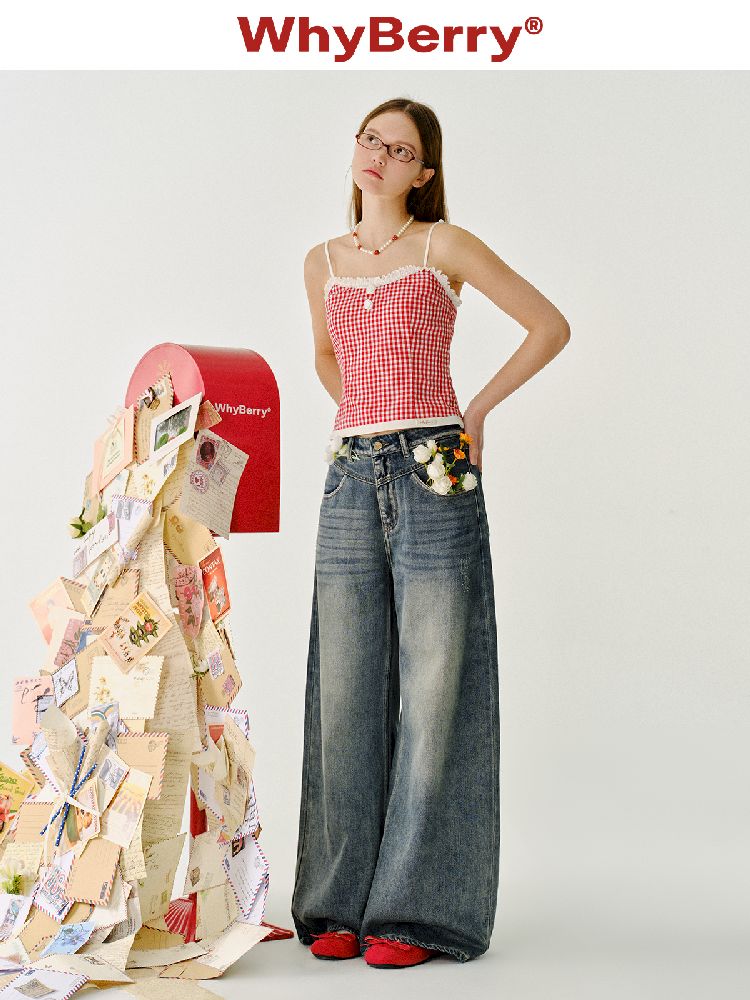 Old silhouette retro high-waisted jeans 【s0000011974】