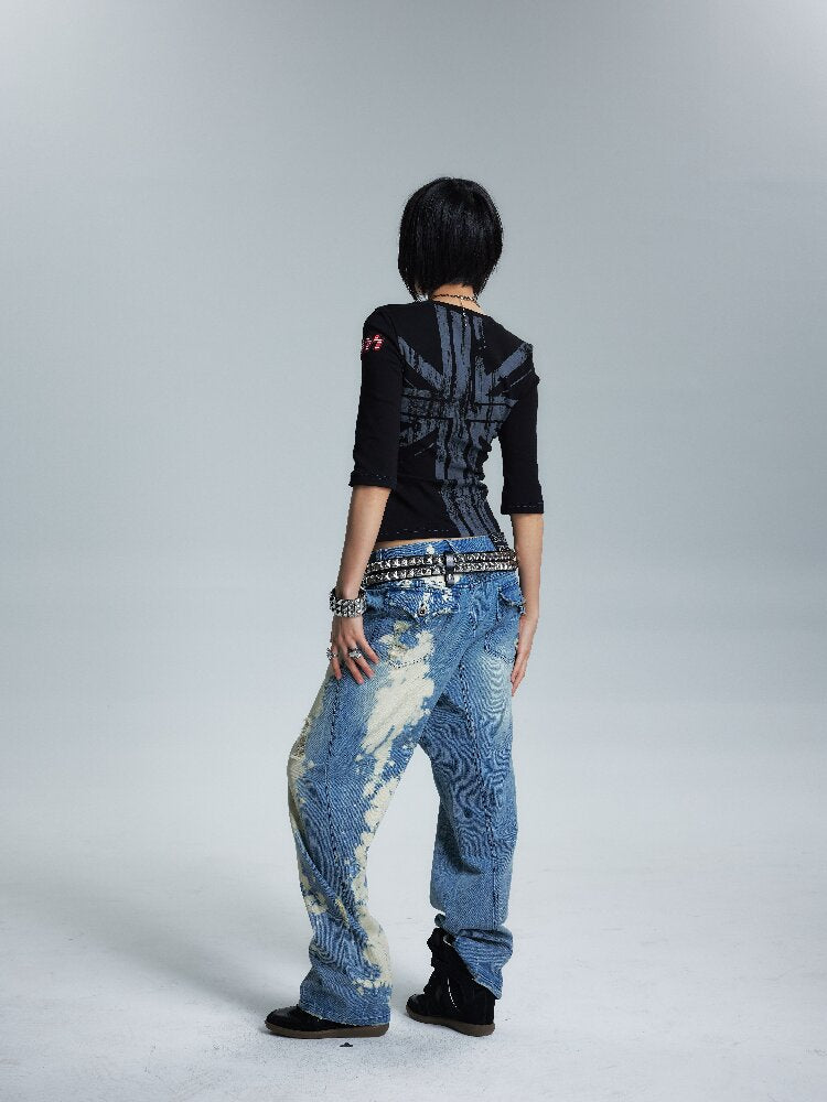 Asymmetrical Topstitch Mid Sleeve T【s0000016998】