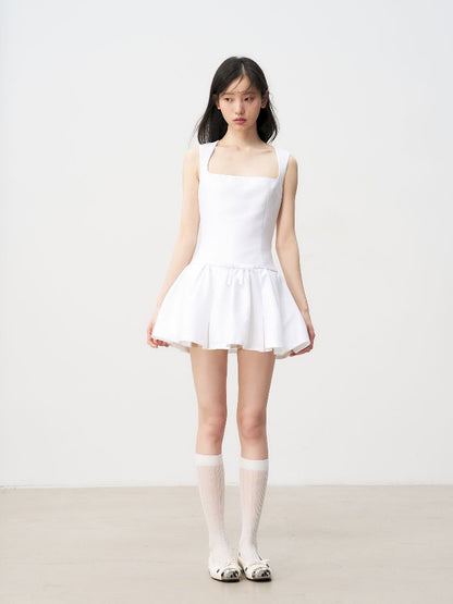 Bowknot Waisted A-line Puffy Short Dress【s0000011957】