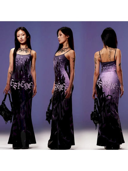 Castle Print Fishtail Dress【s0000008992】