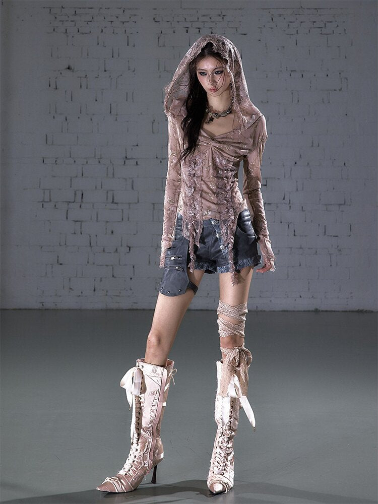 Lace Detachable Leather Shorts【s0000016210】