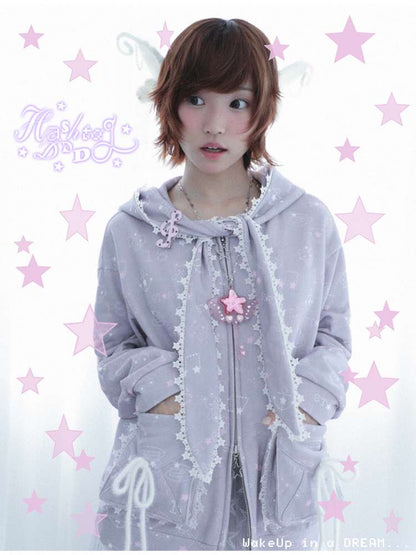 Ghost Horse Gray Rabbit Ear Hooded Sweatshirt【s0000014694】