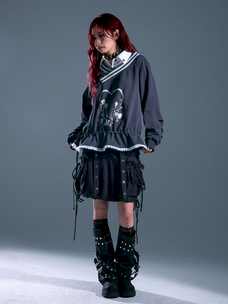 Drawstring Oversized Hoodie Top【s0000013912】