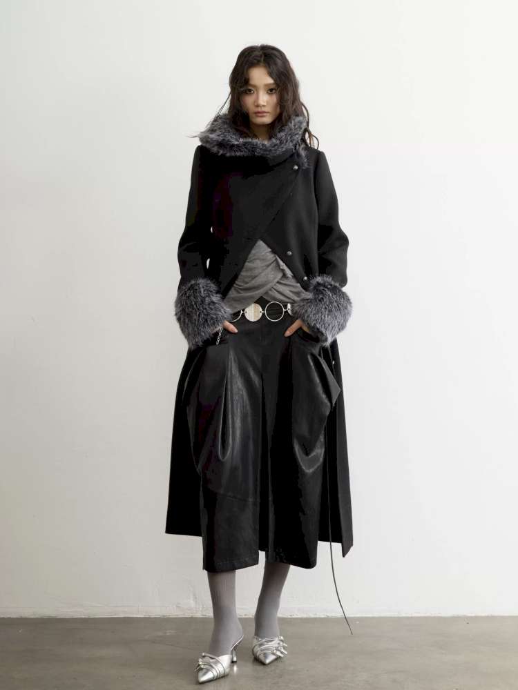 Diagonal Collar Waist Woolen Coat【s0000015197】