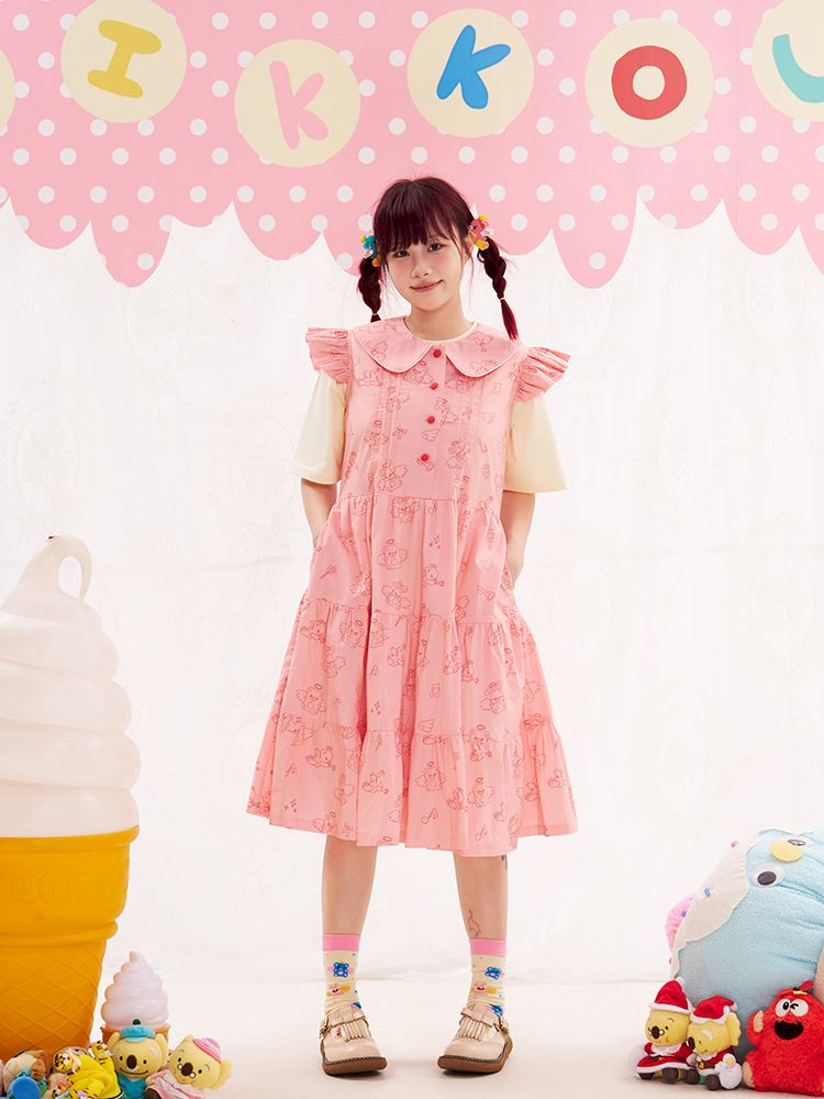 Animal Angel Fly Sleeve Pink Dress【s0000013188】