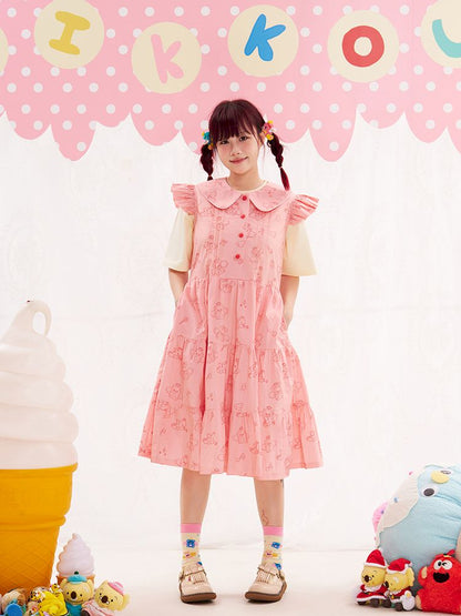 Animal Angel Fly Sleeve Pink Dress【s0000013188】