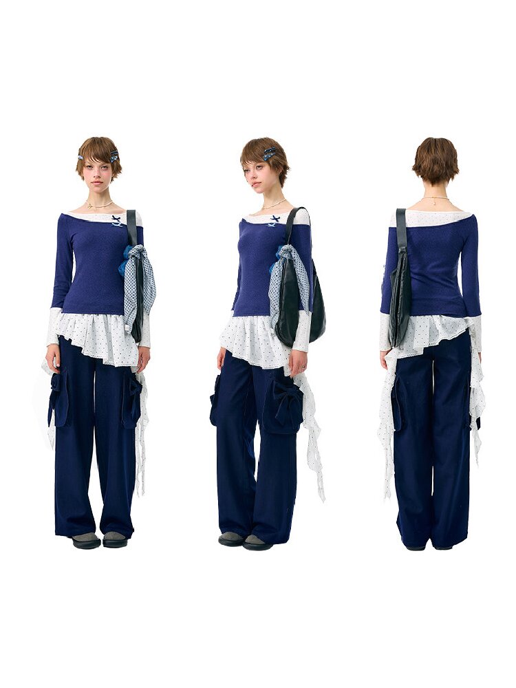 Polka Dot Patchwork Knit Top【s0000017892】