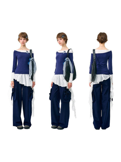 Polka Dot Patchwork Knit Top【s0000017892】