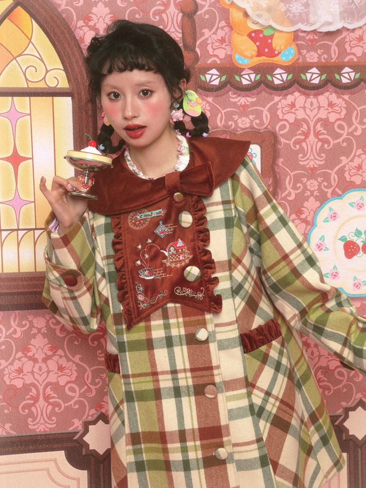 Tweed Lapel Skinny Mid-Length Coat【s0000011182】