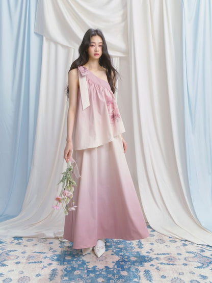 Slant Shoulder Niche Ambiance Dress【s0000012160】