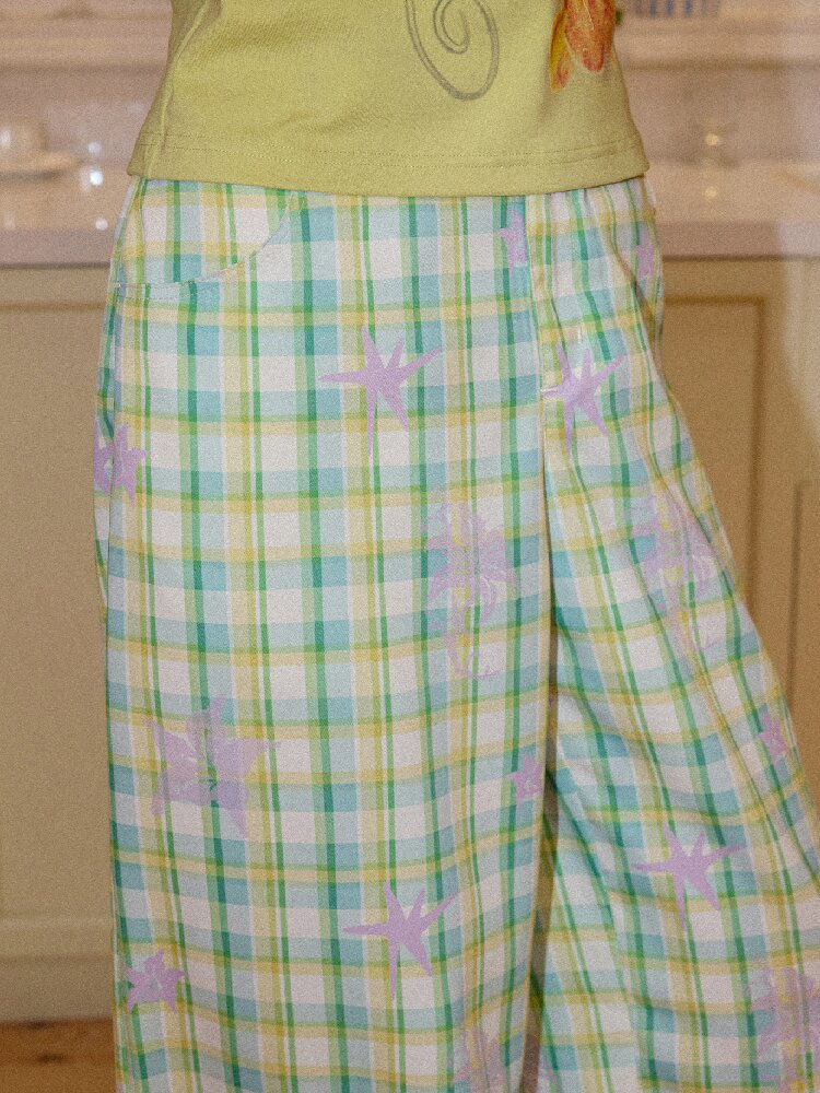 Plaid Print Loose Straight Pants【s0000016660】