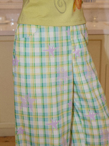 Plaid Print Loose Straight Pants【s0000016660】