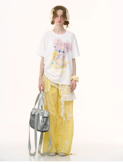 Wide-leg Straight Yellow Sports Casual Pants【s0000012239】