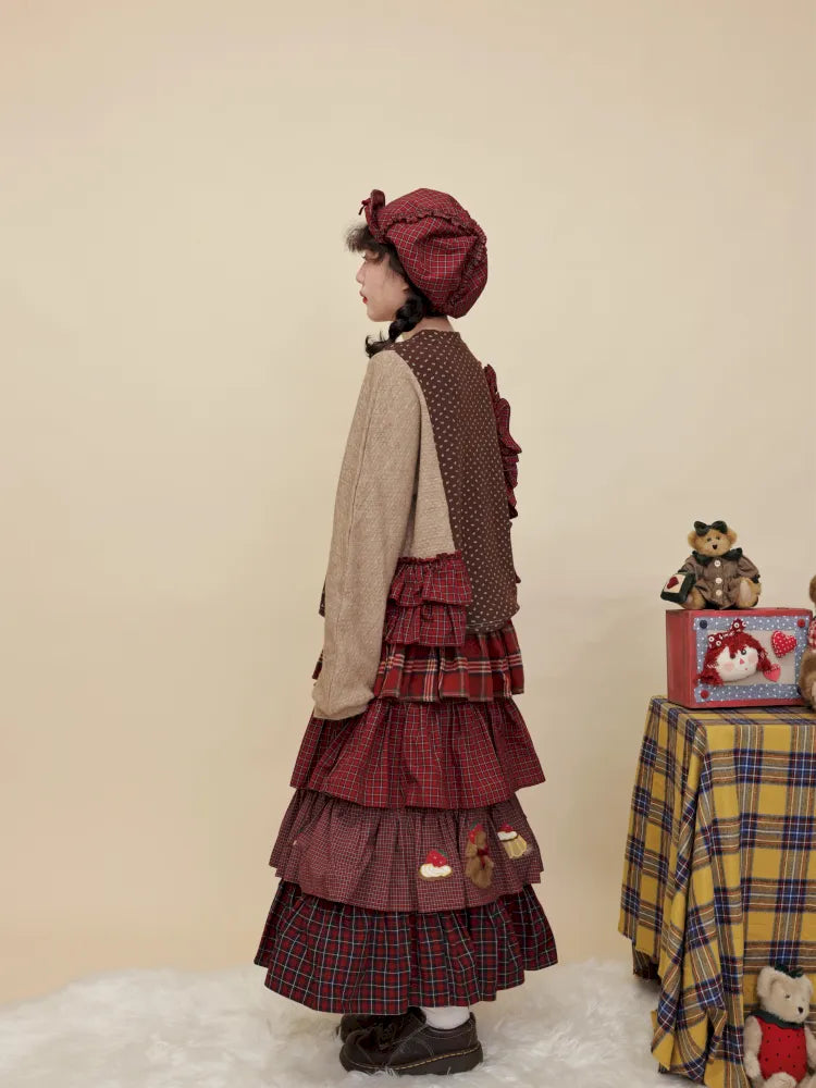 Embroidered lace-trim knit sweater【s0000014173】