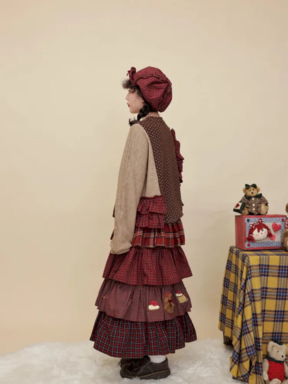 Embroidered lace-trim knit sweater【s0000014173】