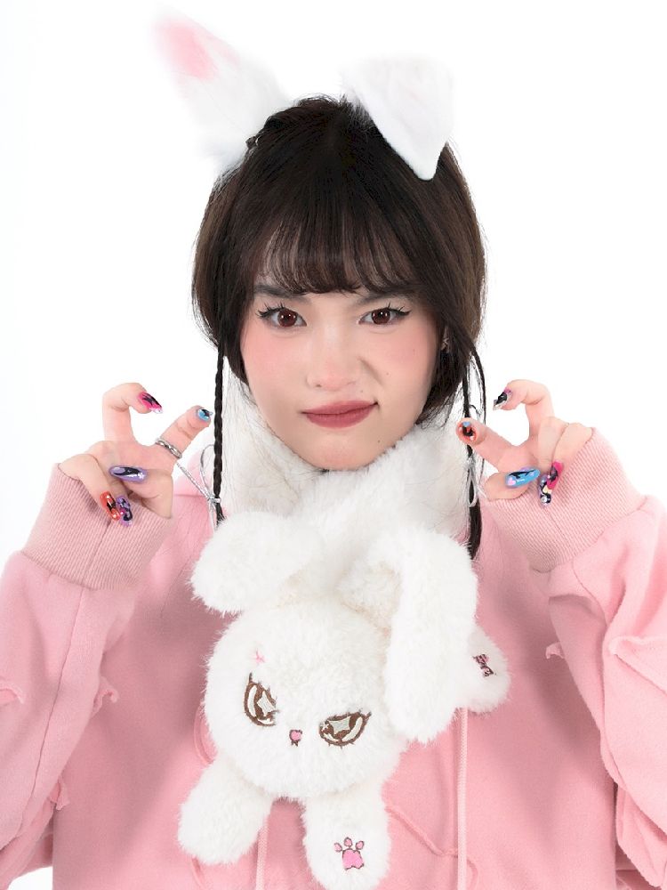 Warm Plush White Rabbit Doll Scarf【s0000005712】