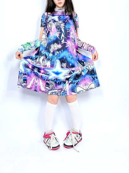 Y2K Graffiti Layered Slip Dress【s0000017708】