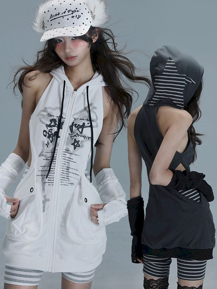 Long hoodie skeleton sweater dress【s0000013482】