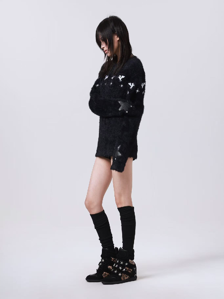 Vintage Leopard Leather High Top Sneakers【s0000018194】