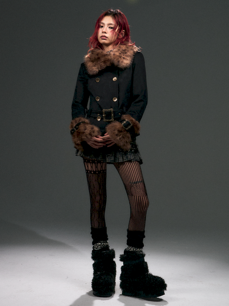 Vintage Leopard Fur Short Wool Coat【s0000015092】