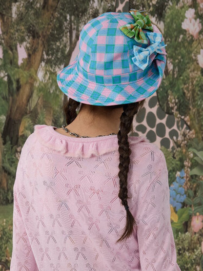 Plaid Print Bow Bucket Hat Casual【s0000017125】