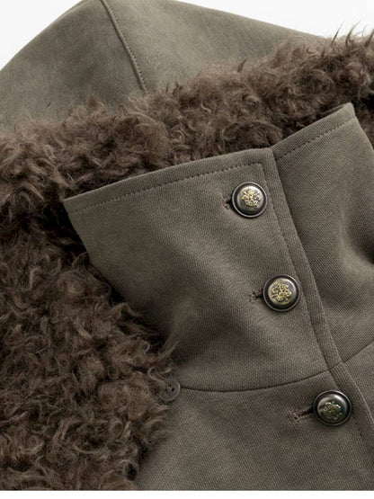 Fur Hood Vintage-Style Knit Jacket【s0000014426】