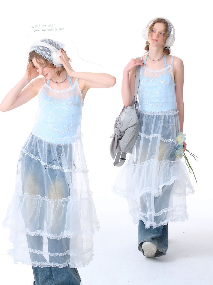 Lace Long Halter Outer Dress【s0000011681】