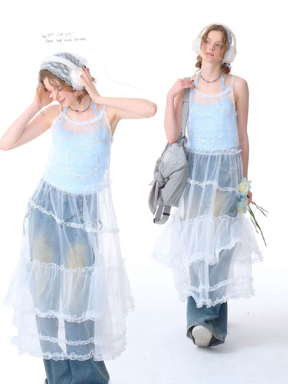 Lace Long Halter Outer Dress【s0000011681】