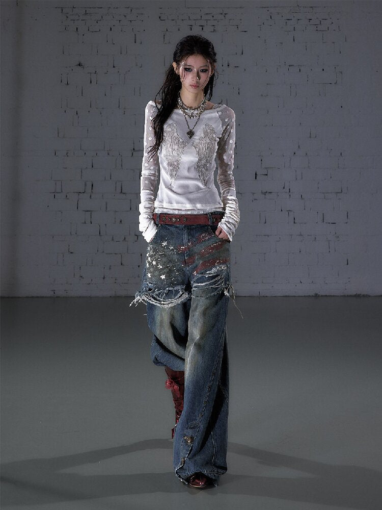 Baroque Wings Embroidered Slim Shirt【s0000015939】
