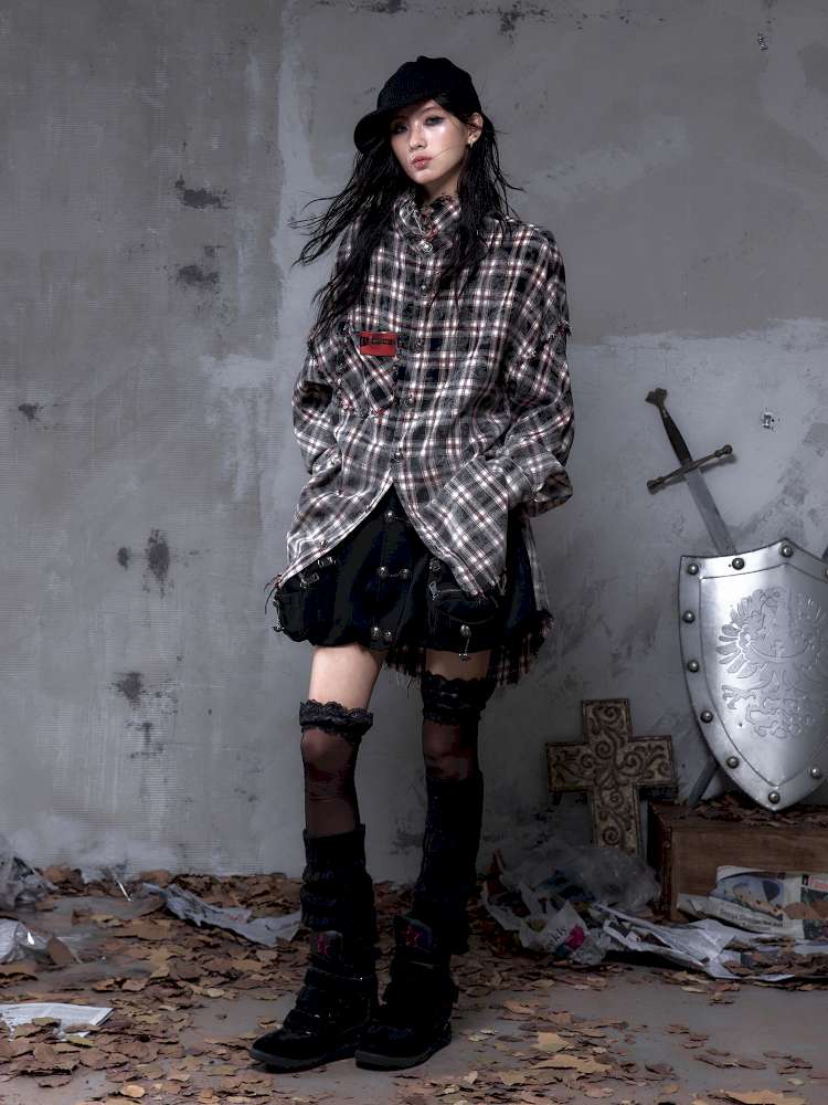 Rock Rebel Punk Check Shirt Jacket【s0000014656】