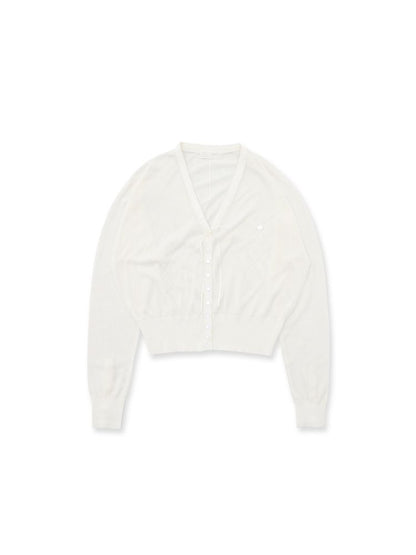 Ribbon large v-neck knitted cardigan【s0000012493】