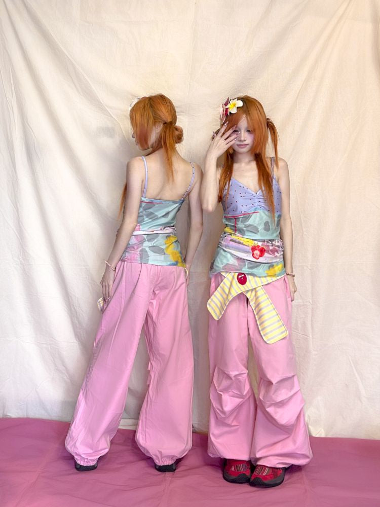 Pleated Polka Dot Irregular Suspenders【s0000012479】