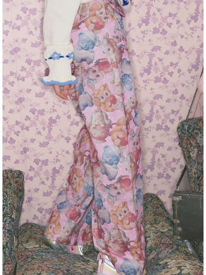 Pink Animal Print High Waist Pants【s0000015031】