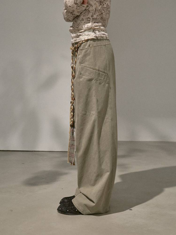 Split Side Pocket Riveted Washed Trousers【s0000014406】