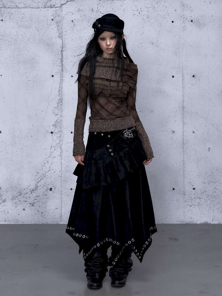 Dark Court Suede Irregular Skirt【s0000014919】