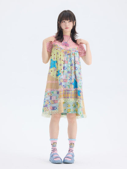 Floral Patchwork Star Lace Dress【s0000017699】