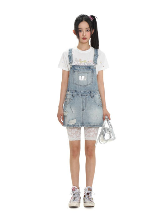 Leather Label Denim Back Dress【s0000008670】