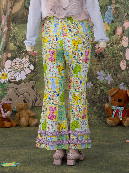 Stretch Floral Animal Print Pants【s0000017126】