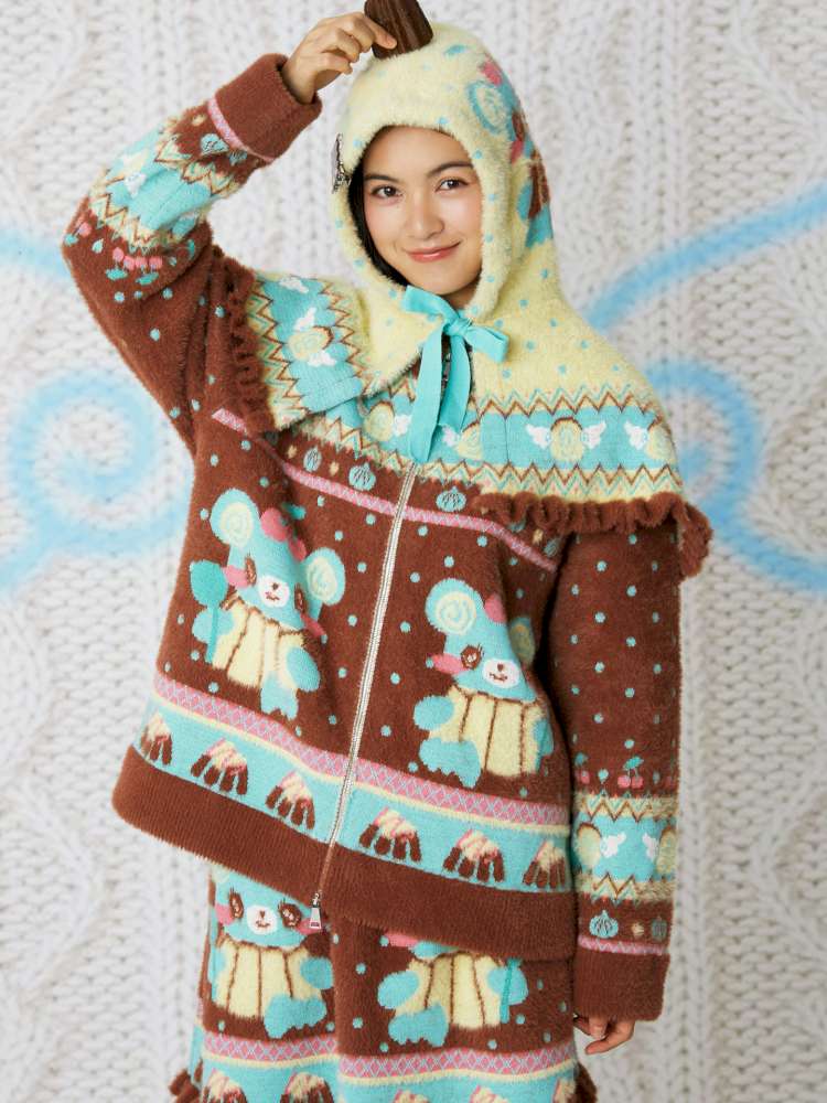 Yellow Bear Knit Cape Hat【s0000014861】