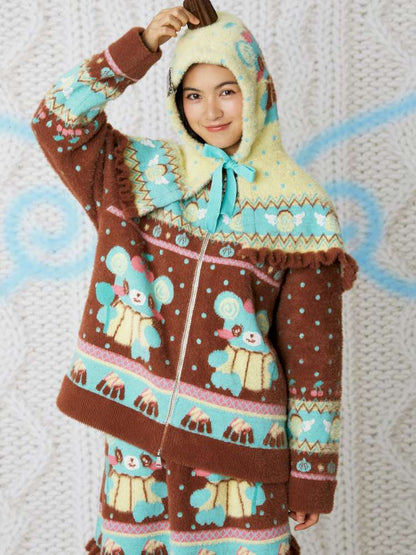 Yellow Bear Knit Cape Hat【s0000014861】