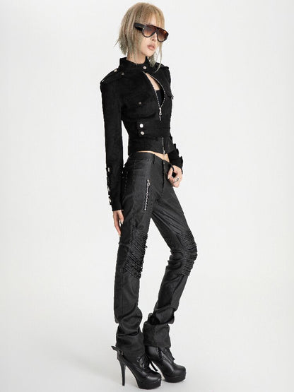 Wax Coating Multi-Zip Skinny Pants【s0000019097】