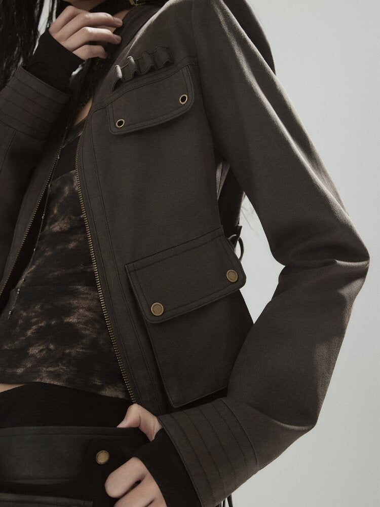 Coffee Stand-Up Collar Work Jacket【s0000015610】