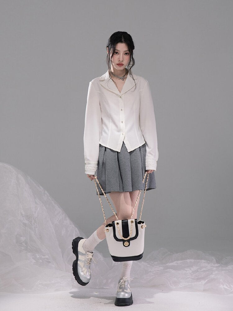 Waist Slit Cotton Dress Shirt【s0000015743】