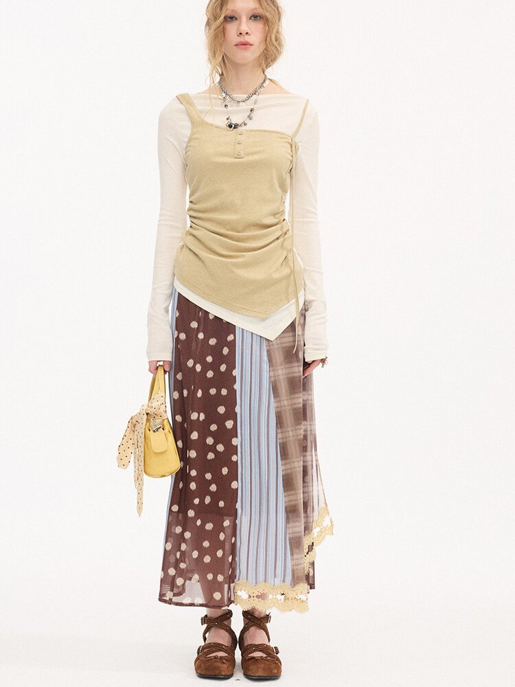 Tencel Wool Faux Two Piece Top【s0000015899】