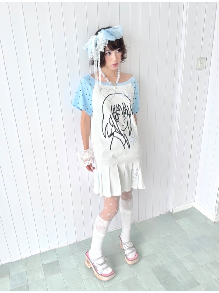 Blue White Pixel Pleated Dress【s0000016546】