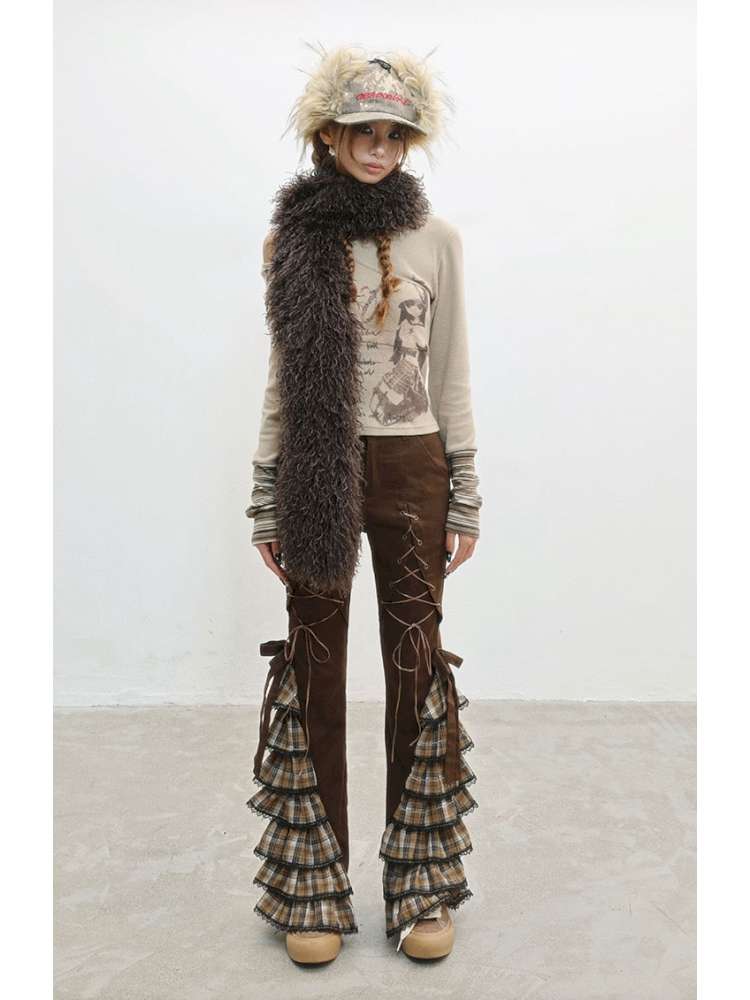 Plaid Strap Vintage Lace Slacks【s0000014832】