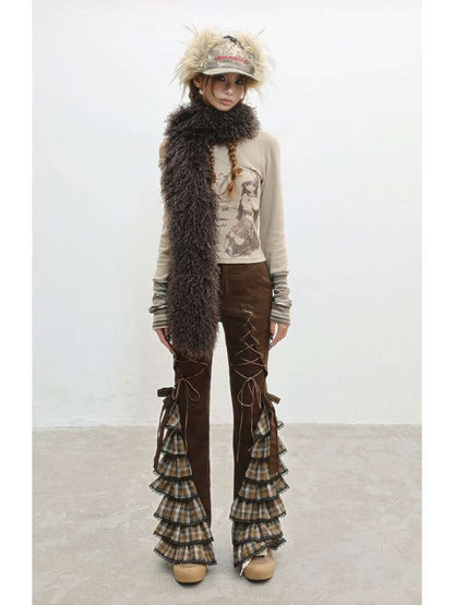 Plaid Strap Vintage Lace Slacks【s0000014832】