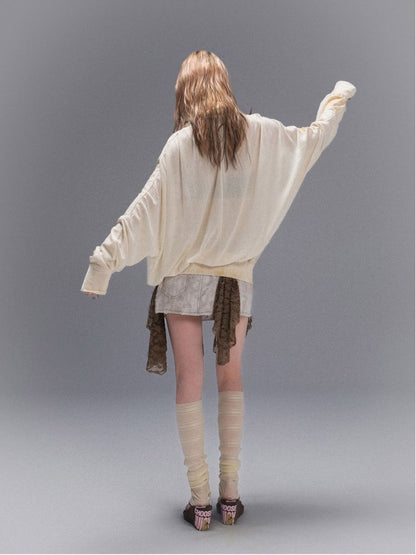 Cross Loose Thin Knit Sunscreen Long Sleeve Jacket [S0000008466]