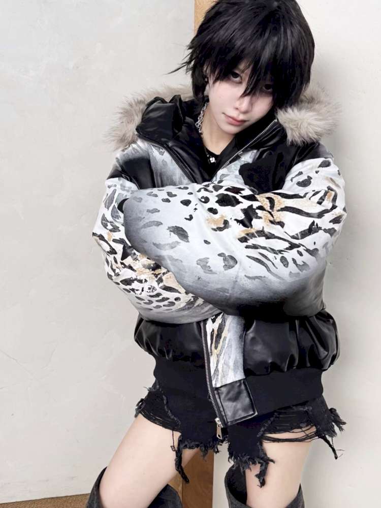 Gradient Cotton Hooded Leopard Jacket【s0000014863】